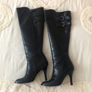 Cole Haan Black Heeled Knee Rise Boots